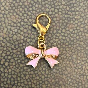 Gold and Pink Bow Charm